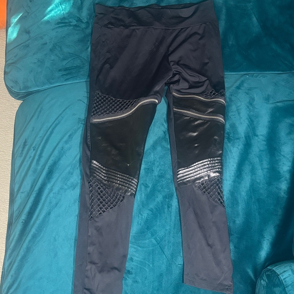 Killstar Black Leggings with Textured Panels